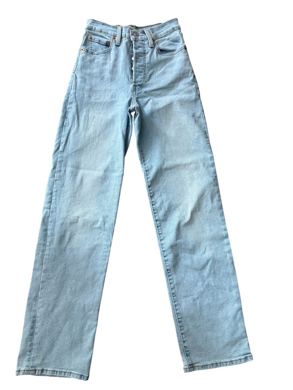 Levi’s Ribcage Straight Jeans Size 25 Light Wash High Rise Button Fly